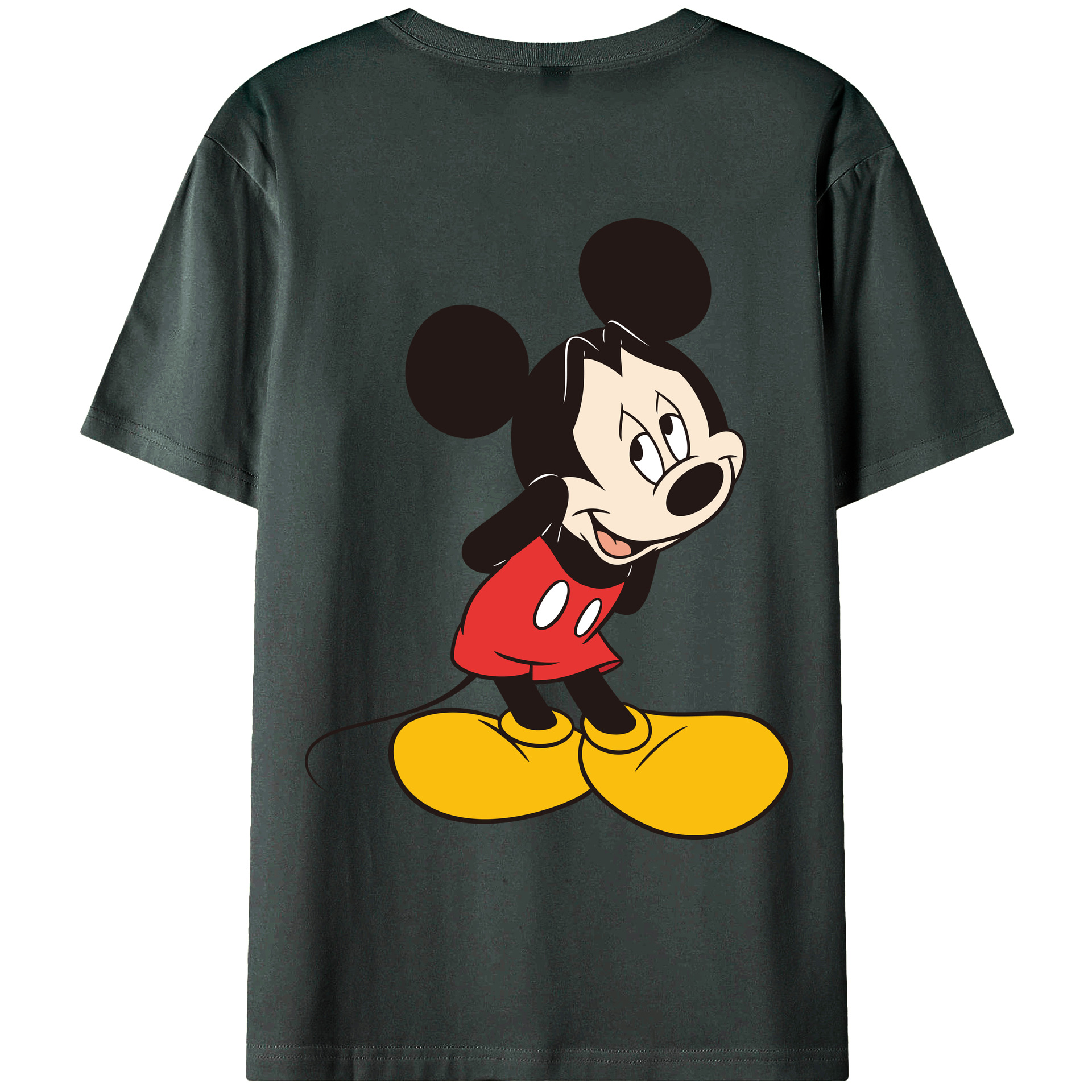 ミッキーマウス Mickey Mouse 綿100％ メンズ半袖Tシャツ（バックプリント） 通気性